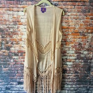 Macrame fringed boho vest